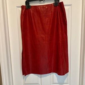 Lafayette 148 NWT Red Lambskin Embossed leather skirt size 14